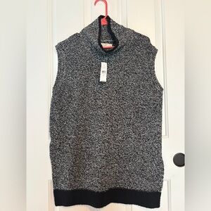 LOFT Women's Gray Layering Sleeveless Knit Sweater Vest Cowl Neck Size Medium